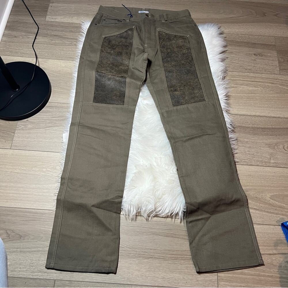 SENSO UNICO W36 Stylish Olive Green Pants with Unique Patches